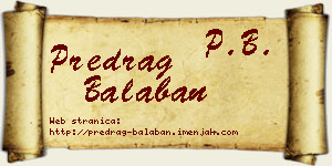 Predrag Balaban vizit kartica